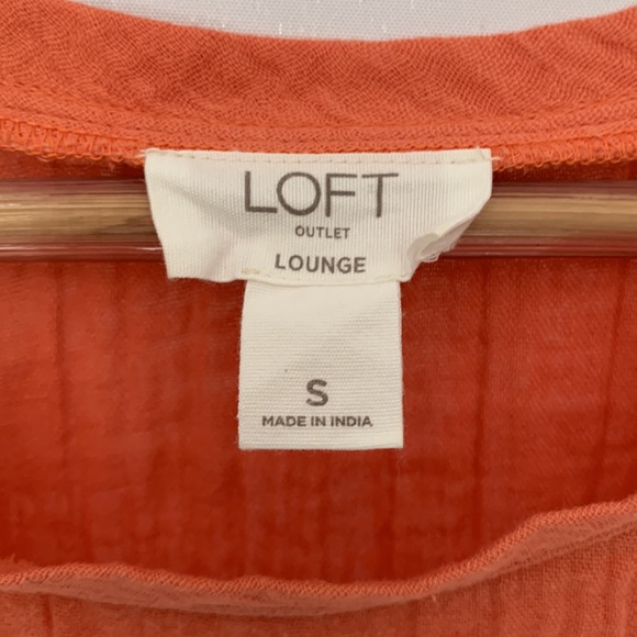 LOFT Lounge Gauzy Orange Tank Top Linen Blend Size Small - Picture 3 of 9